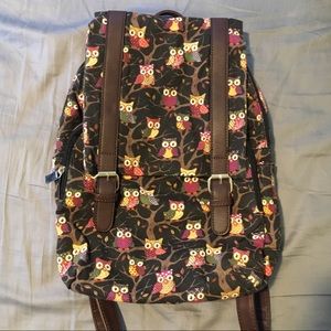 Owl Print Backpack Bag